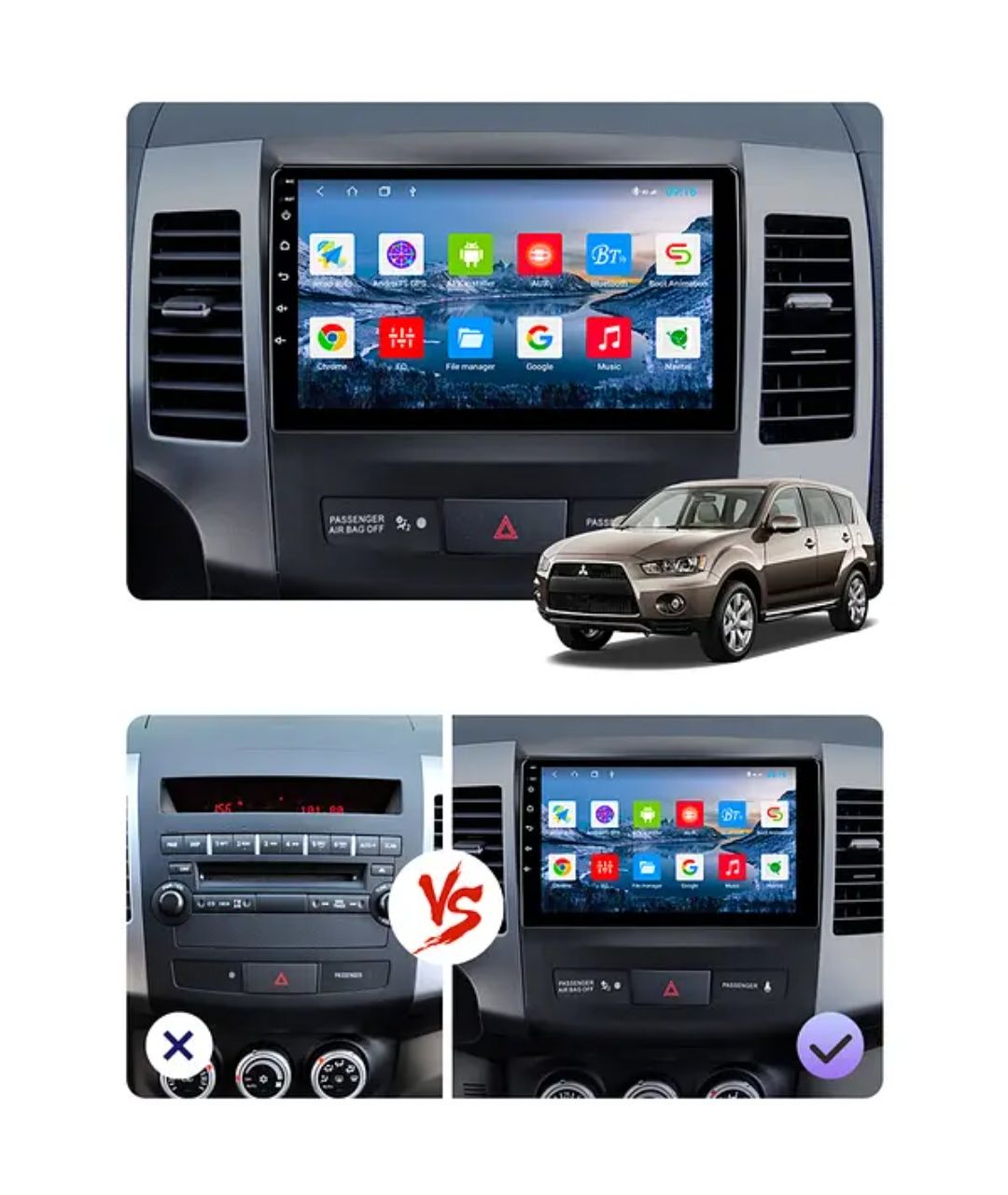 Штатна магнітола Mitsubishi Outlander XL  Android 10 пам'ять 2/32