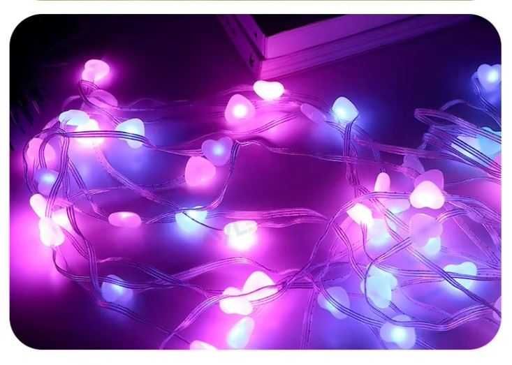 Розумна RGB LED-гірлянда сердечка 10м 66 пульт Smart USB IP65