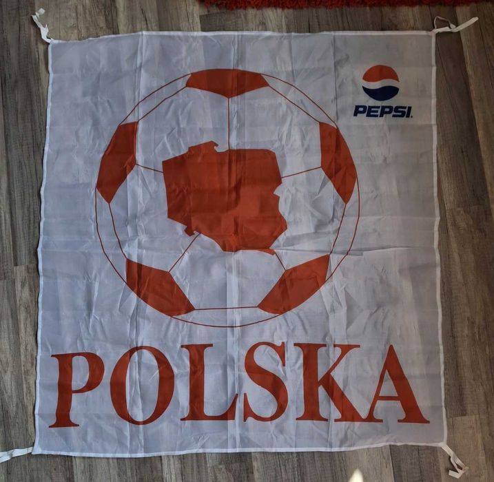 Flaga kibica POLSKA piłka nożna pepsi duża 90x90cm