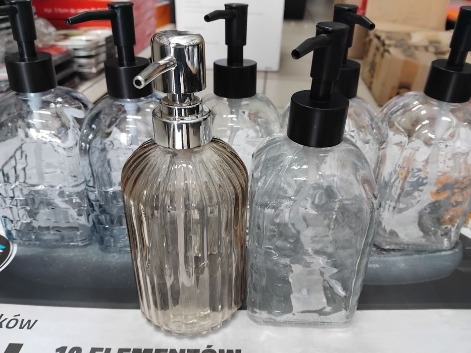 Okazja dozowniki na mydło płyn szklane