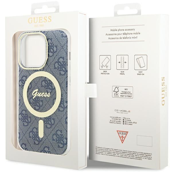 Guess Etui IML 4G MagSafe do iPhone 15 Pro Max 6.7", Niebieskie