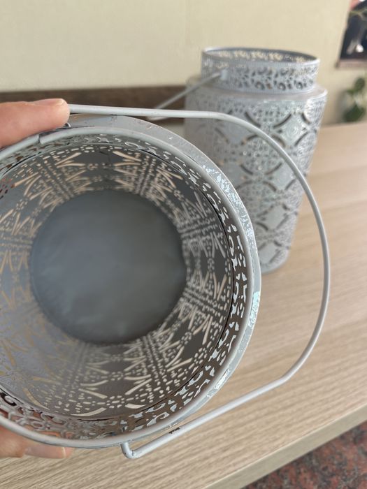 Castiçais, Suporte de velas grande e leve em metal cinzento