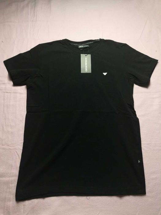 Koszulka t-shirt męski Armani mały znaczek czarna szara nowa