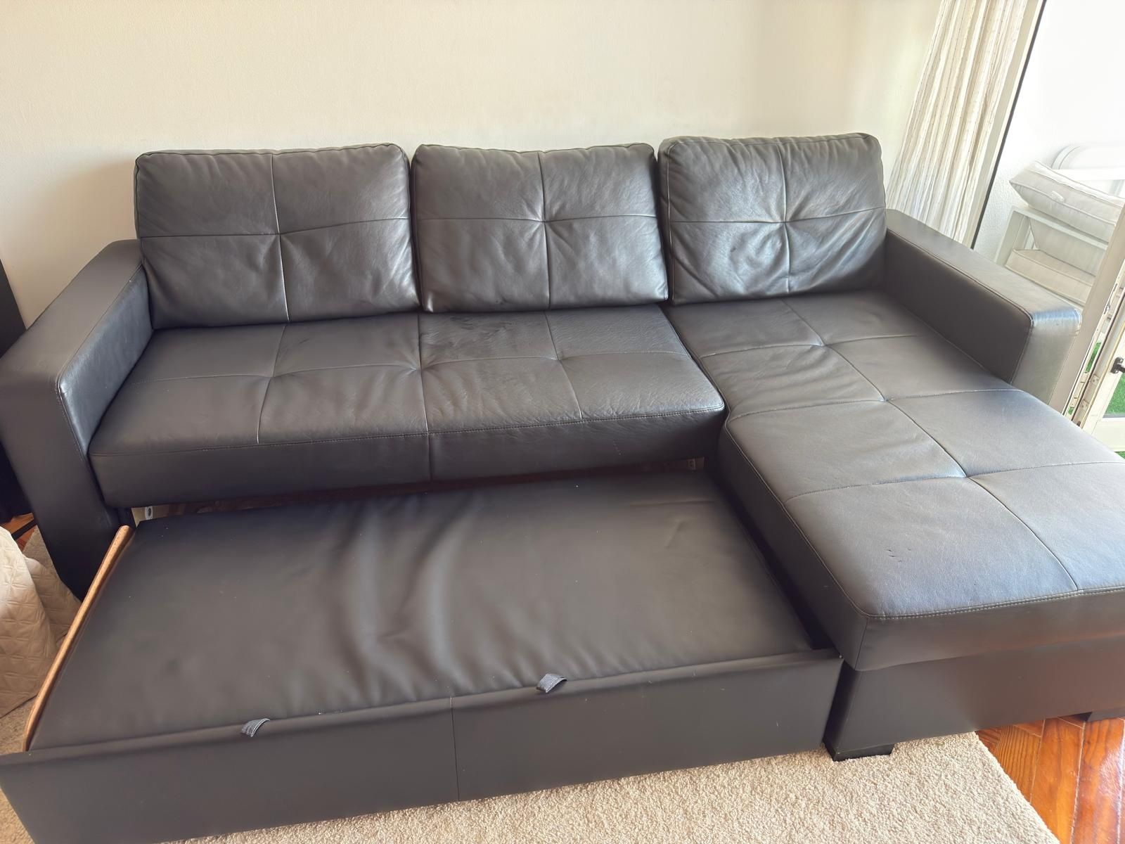 Sofá preto chaise loung