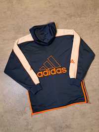 Vintage Adidas Bluza Rozpinana z Kapturem Zip Hoodie Duże Logo 90s