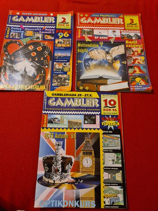 Czasopismo Gambler nr 2,3 i 10 1996 kpl