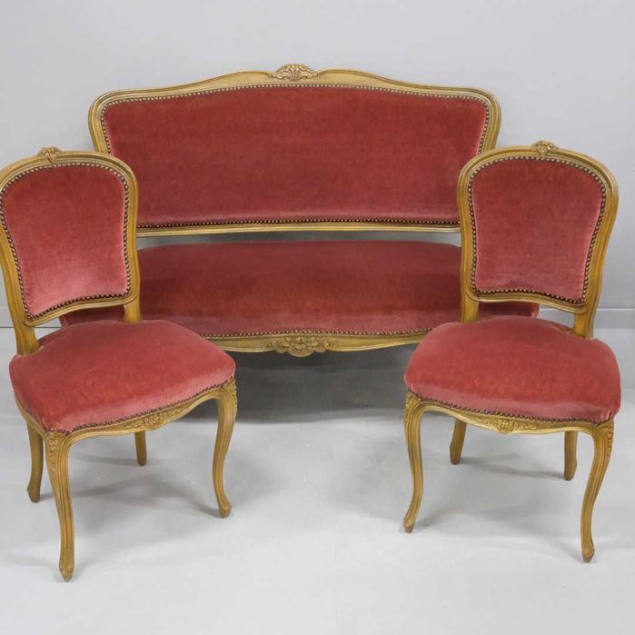 Sofa plus dwa krzesła Ludwik Filip