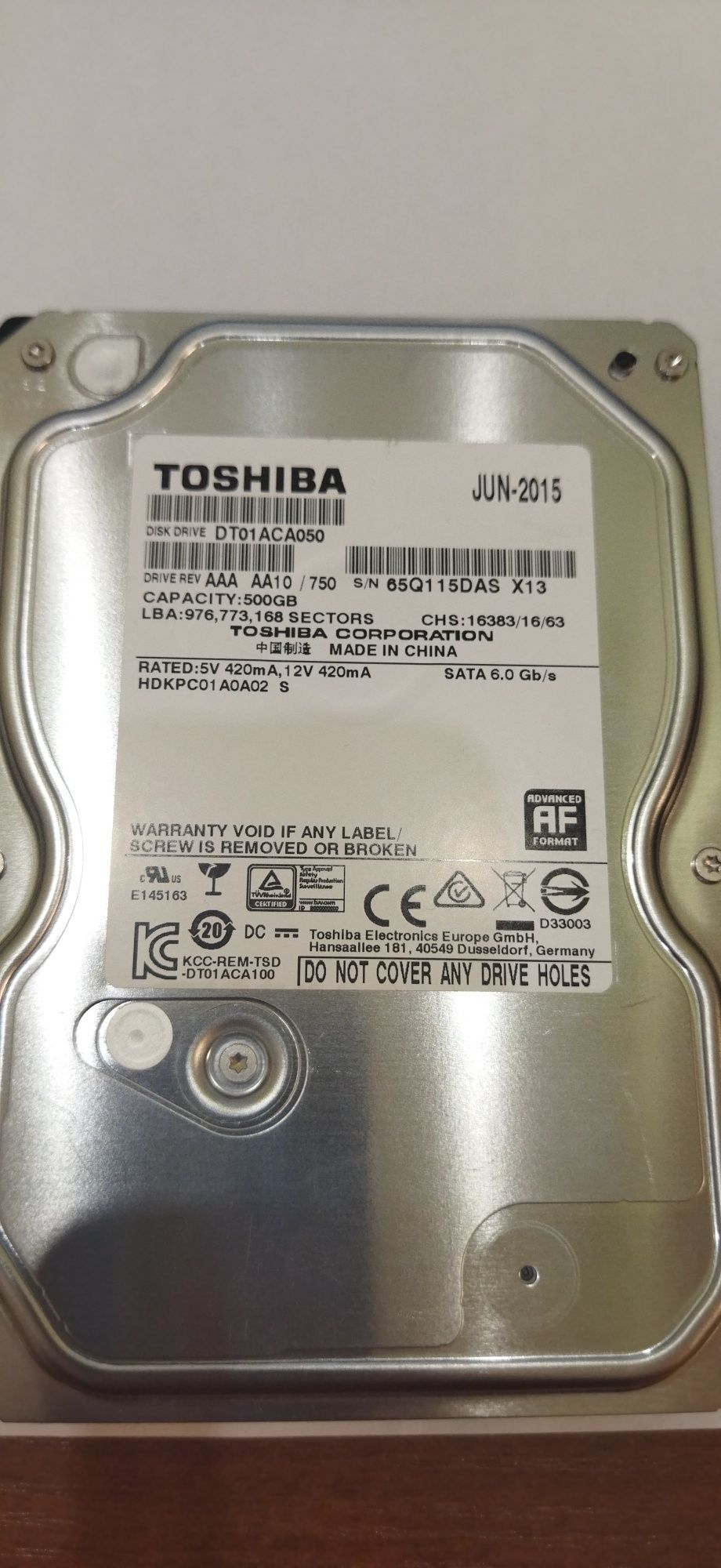 Жёсткий диск HDD 500GB DT01ACA050