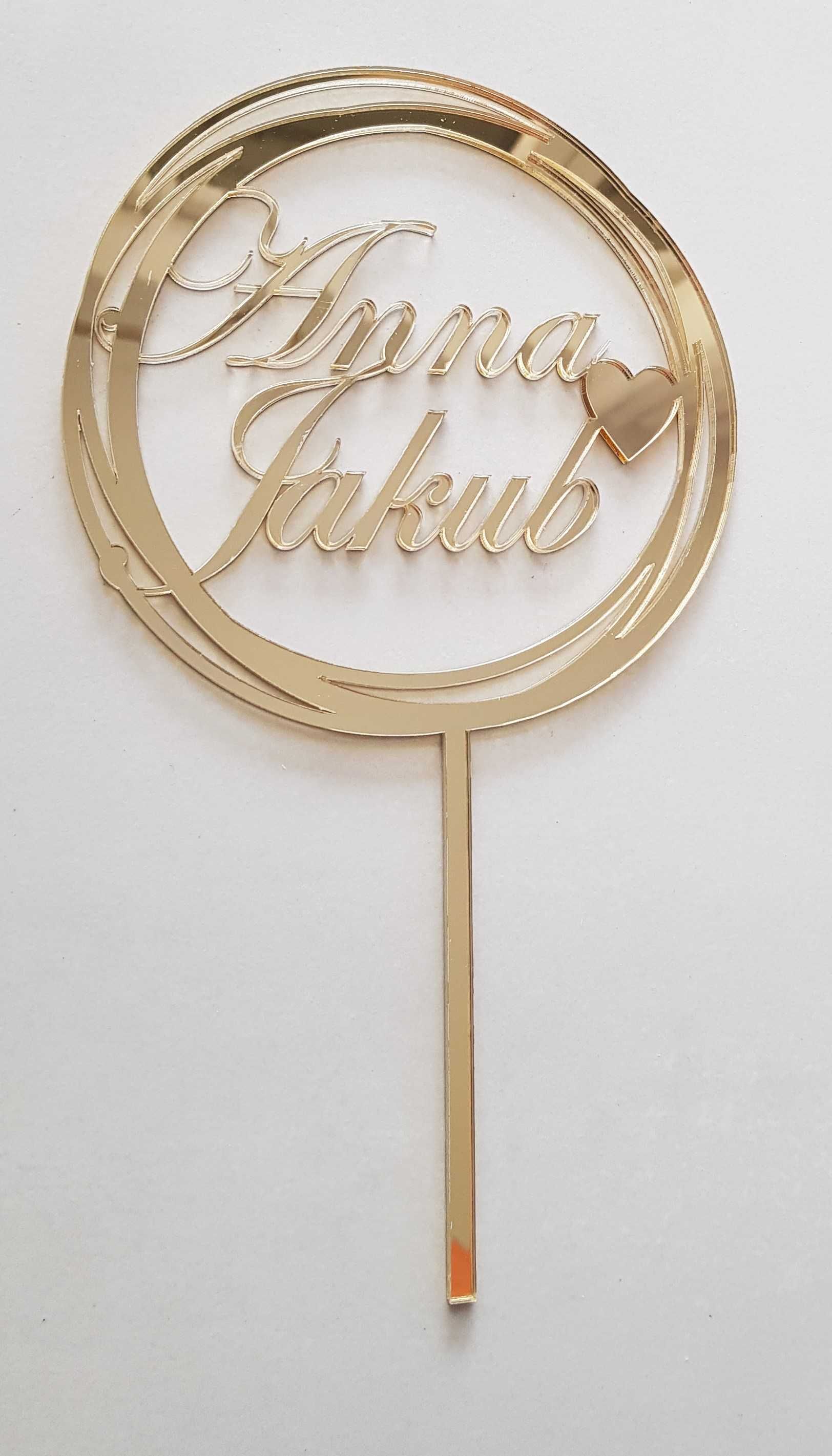 Topper złoty, personalizowany, ślub
