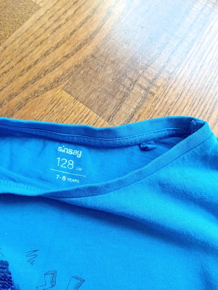2 niebieskie koszulki roz 128