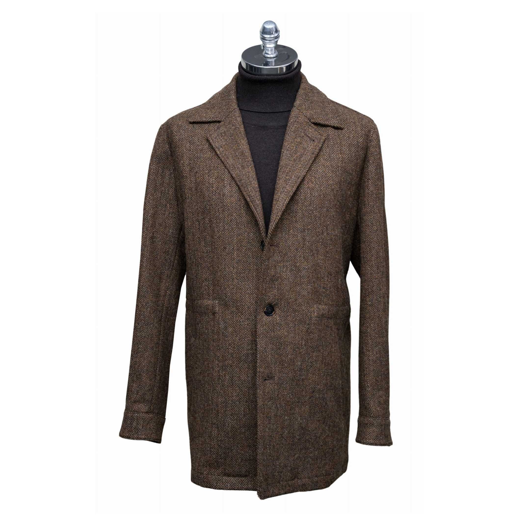 POSZETKA - Lekka Kurtka Tweedowa w Jodełkę - Urban Jacket - Wool (56)