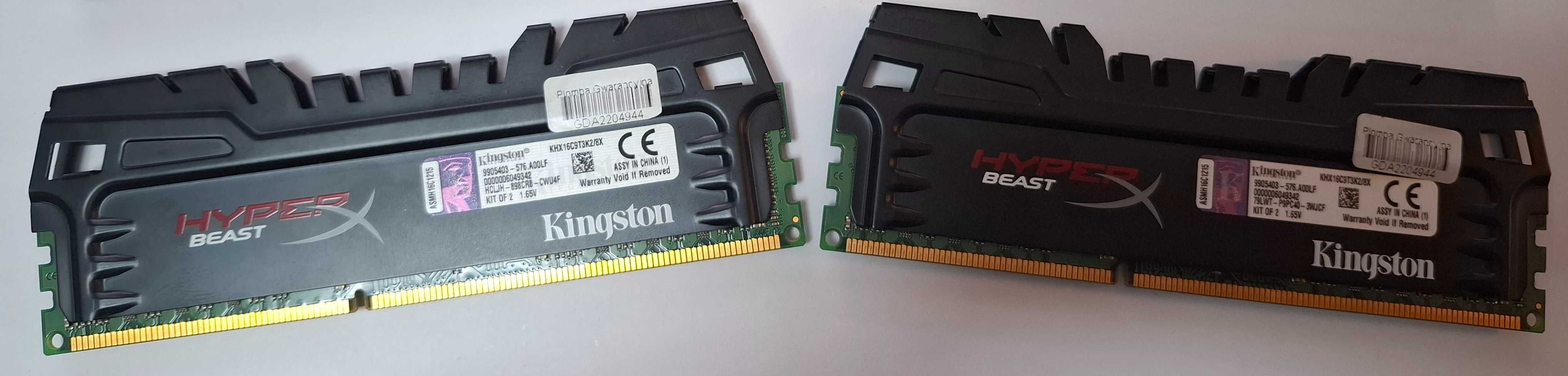 Pamięć RAM 8 GB (zestaw 4 + 4) Kingston DDR3 1600MHz