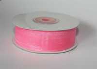 Różowa tasiemka, wstążka organza, szyfonowa 25mm 27MB ślub, wesele