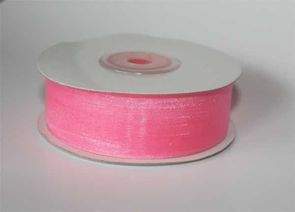 Różowa tasiemka, wstążka organza, szyfonowa 25mm 27MB ślub, wesele