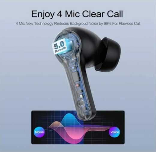 HD słuchawki bezprzewodowe Bluetooth5.0 4x mikrofon powerbank