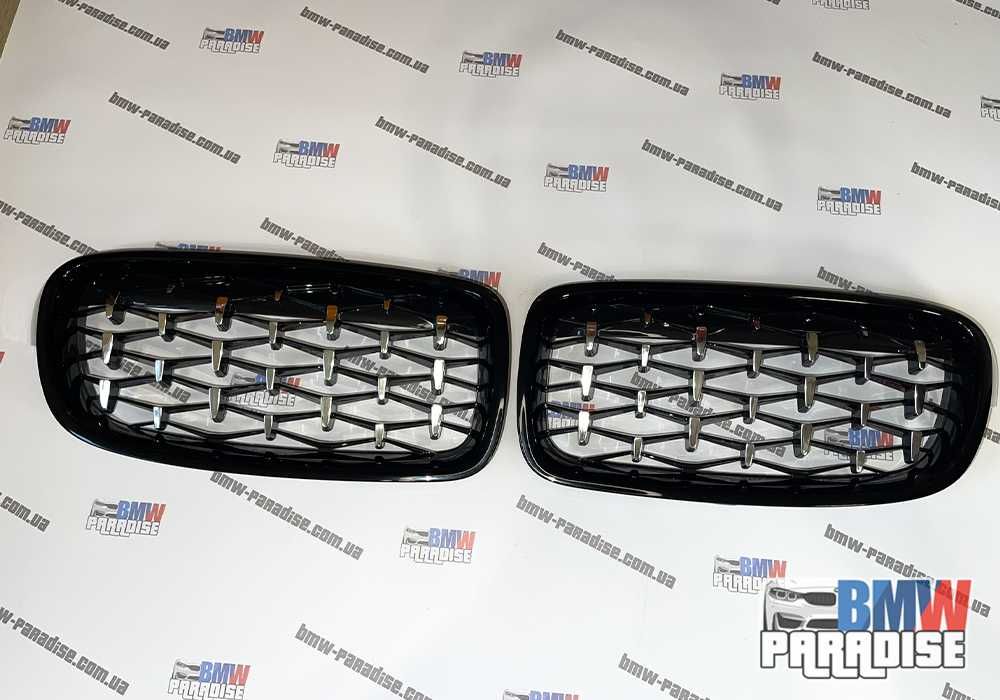 Решетка радиатора DIAMOND стиль Черный глянец + хром BMW F30 F35