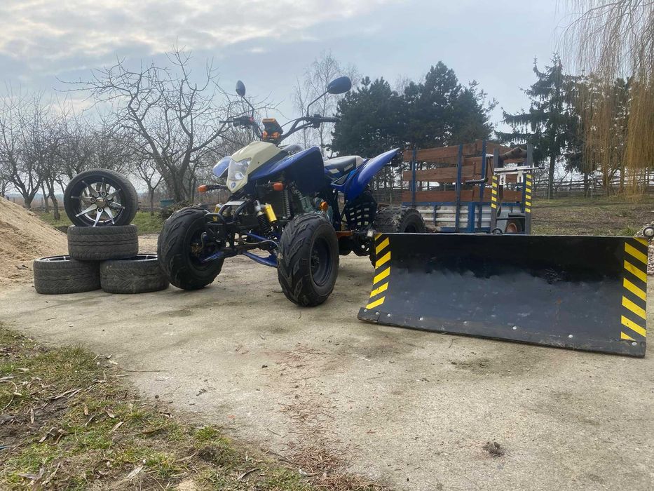 Quad Bashan ATV 200, dodatkowe koła szosowe, przyczepka i pług