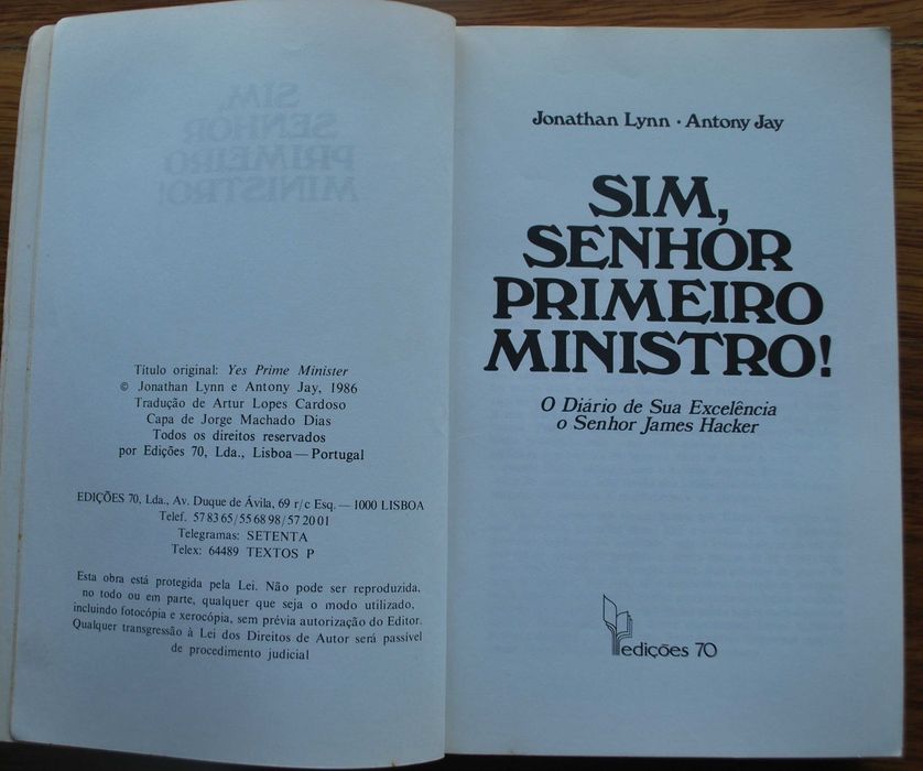 Sim Senhor Primeiro Ministro de Jonathan Lynn e Antony Jay