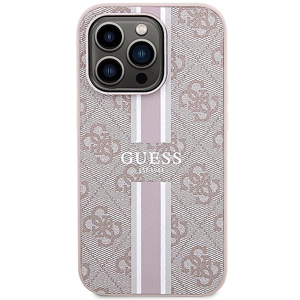 Etui Guess 4G Printed Stripes MagSafe na iPhone 15 Pro Max - różowe