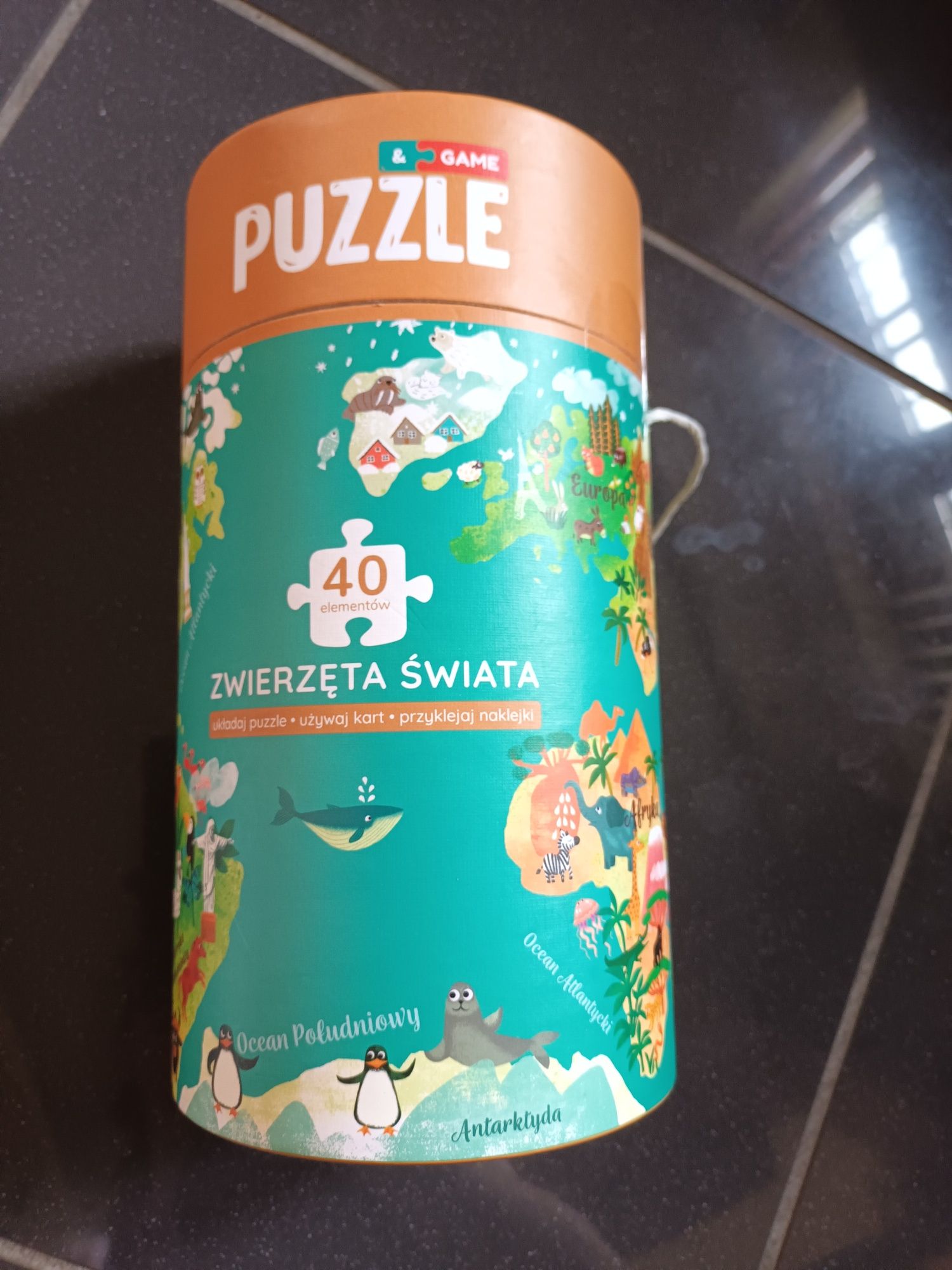 Puzzle & game zwierzęta świata 40 elementów w tubie