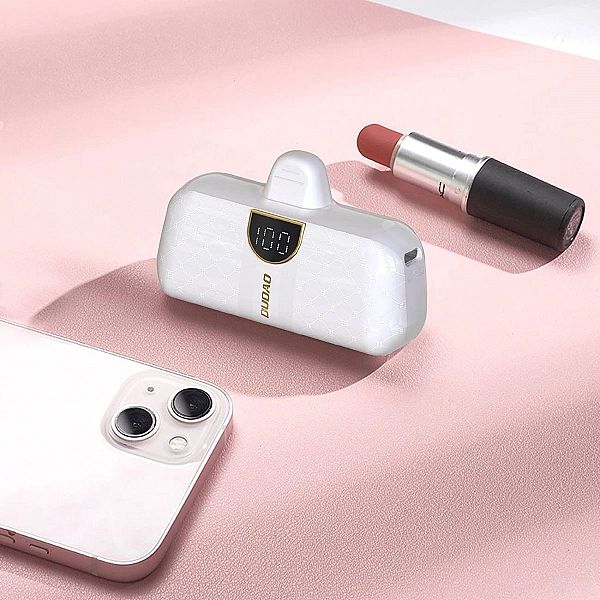 Powerbank Dudao K20SL 5000mAh mini ze złączami Lightning / USB-C - bia