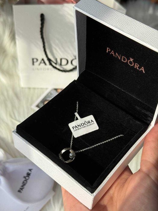 Срібний ланцюжок з перлиною , кулон Pandora. Цепочка, підвіска пандора