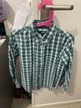 Camisa xadrez azul e verde tamanho 7/8