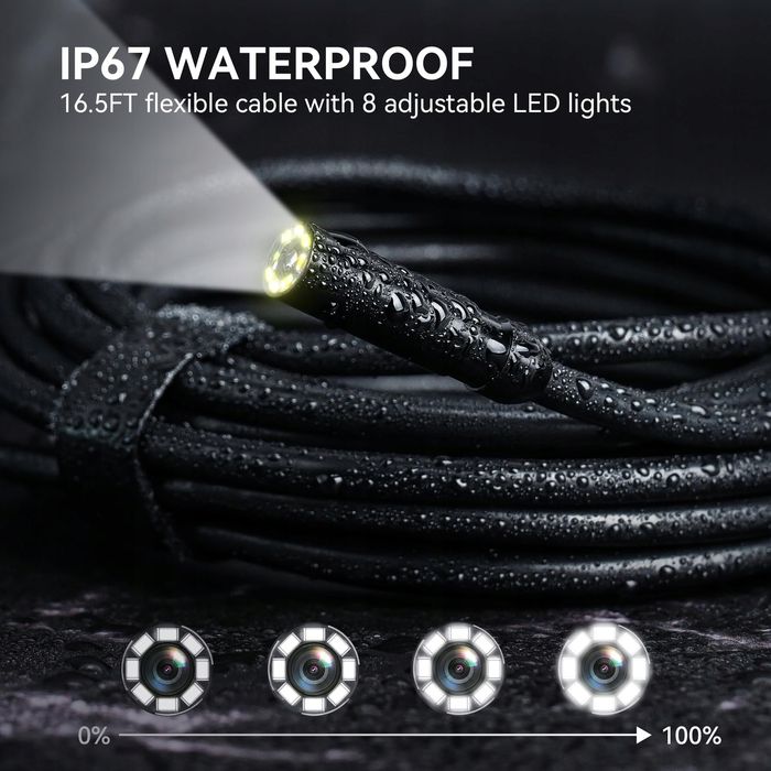 hopefox kamera inspekcyjna 4.3" ips wodoodporna 1080p 8 led 5m kabel