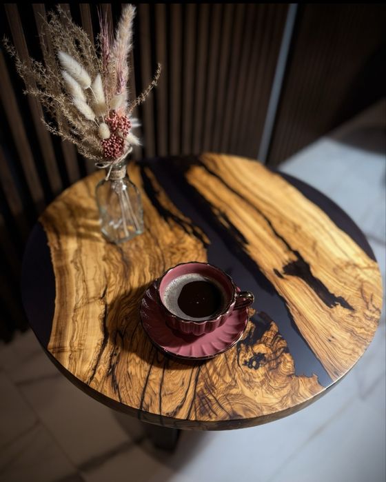 Ława stolik stół kawowy drewno i żywica loft/industrial