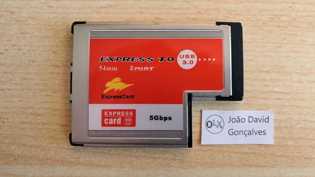 Placa Express Card 54 mm USB 3.0 com hub 2 portas para portátil