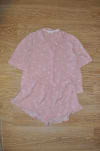 Легкая розовая пижама рубашка и шорты