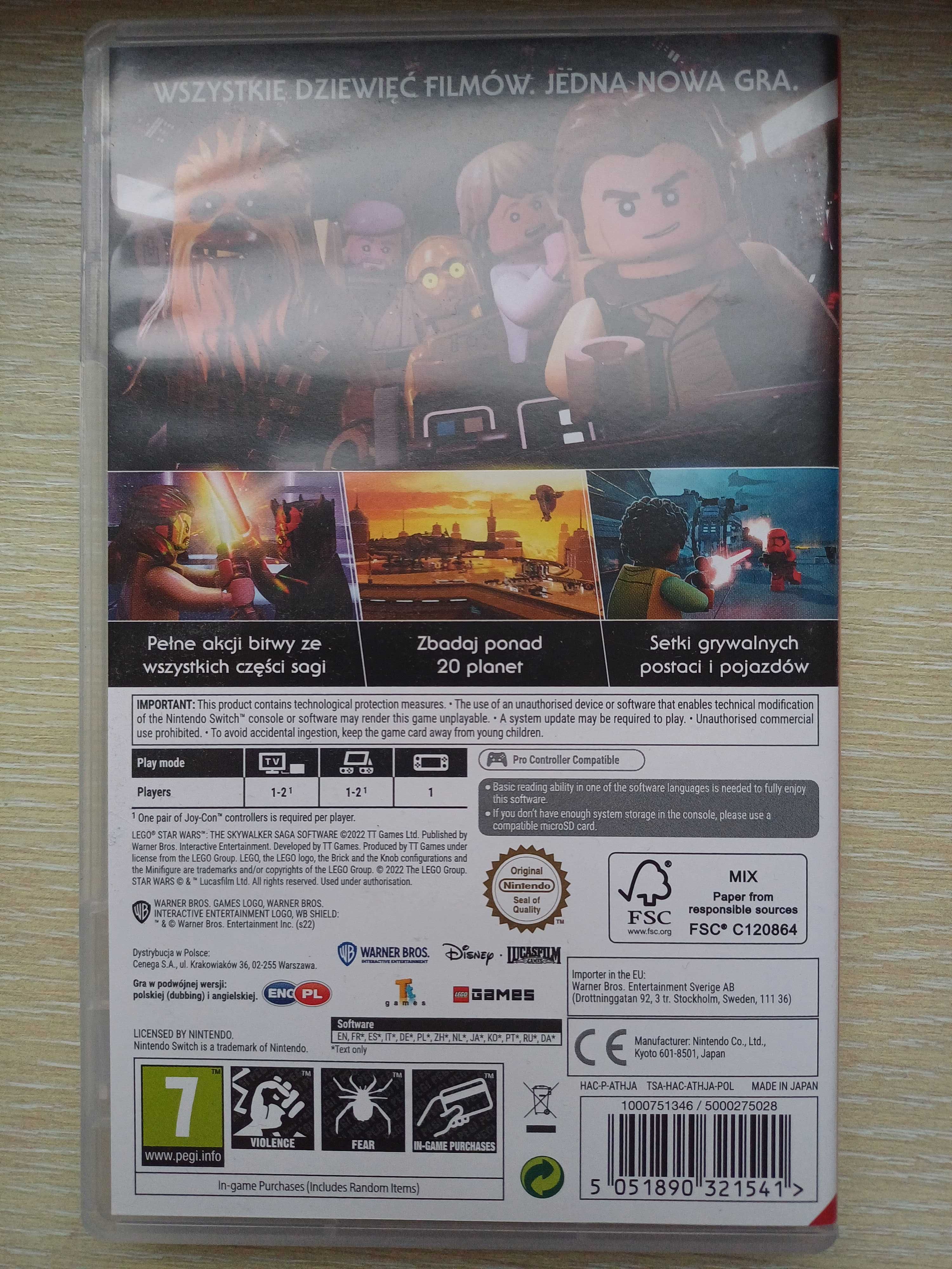 Lego Gwiezdne Wojny Star Wars Saga Skywalkerów Nintendo Switch