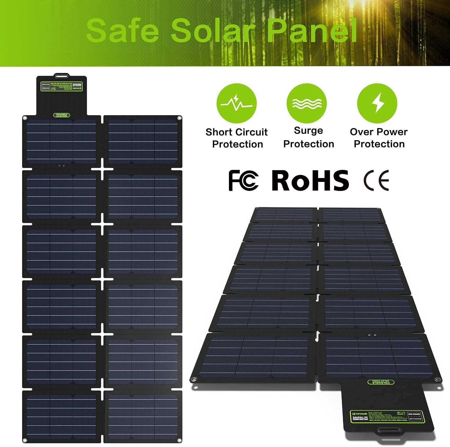 TopSolar 100W портативная солнечная складная панель для зарядки [США]