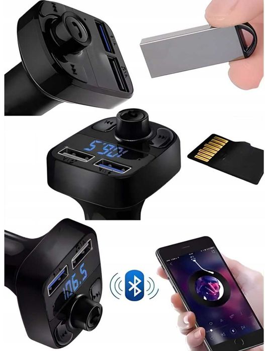 TRANSMITER ładowarka 2xusb FM SD MP3 bluetooth