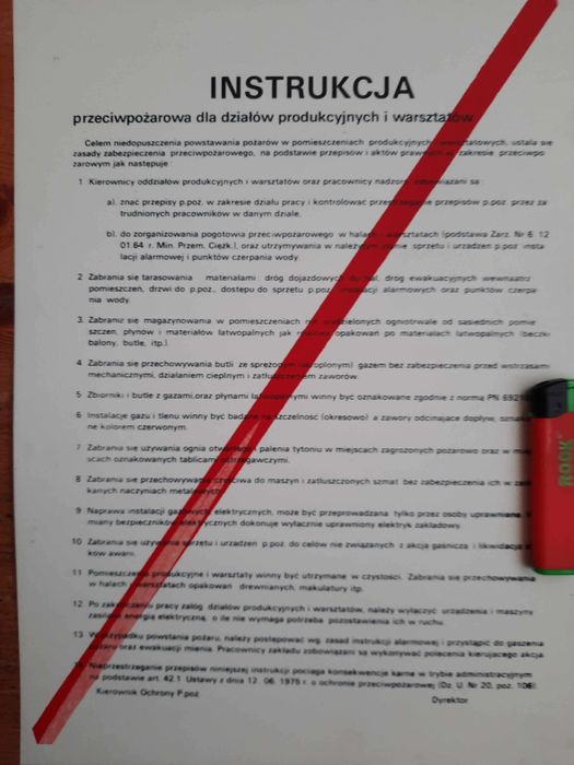 TABLICA BHP Instrukcja P-poż. dla działów produkcyjnych i warsztatów