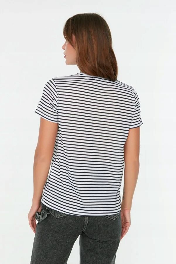 Trendyol 36 S T-Shirt Koszulka W Paski J22712