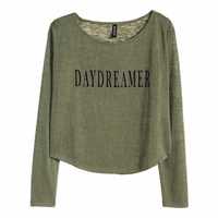 H&M 38 M top oversize krótki stan khaki daydreamer nowa lekka cienka