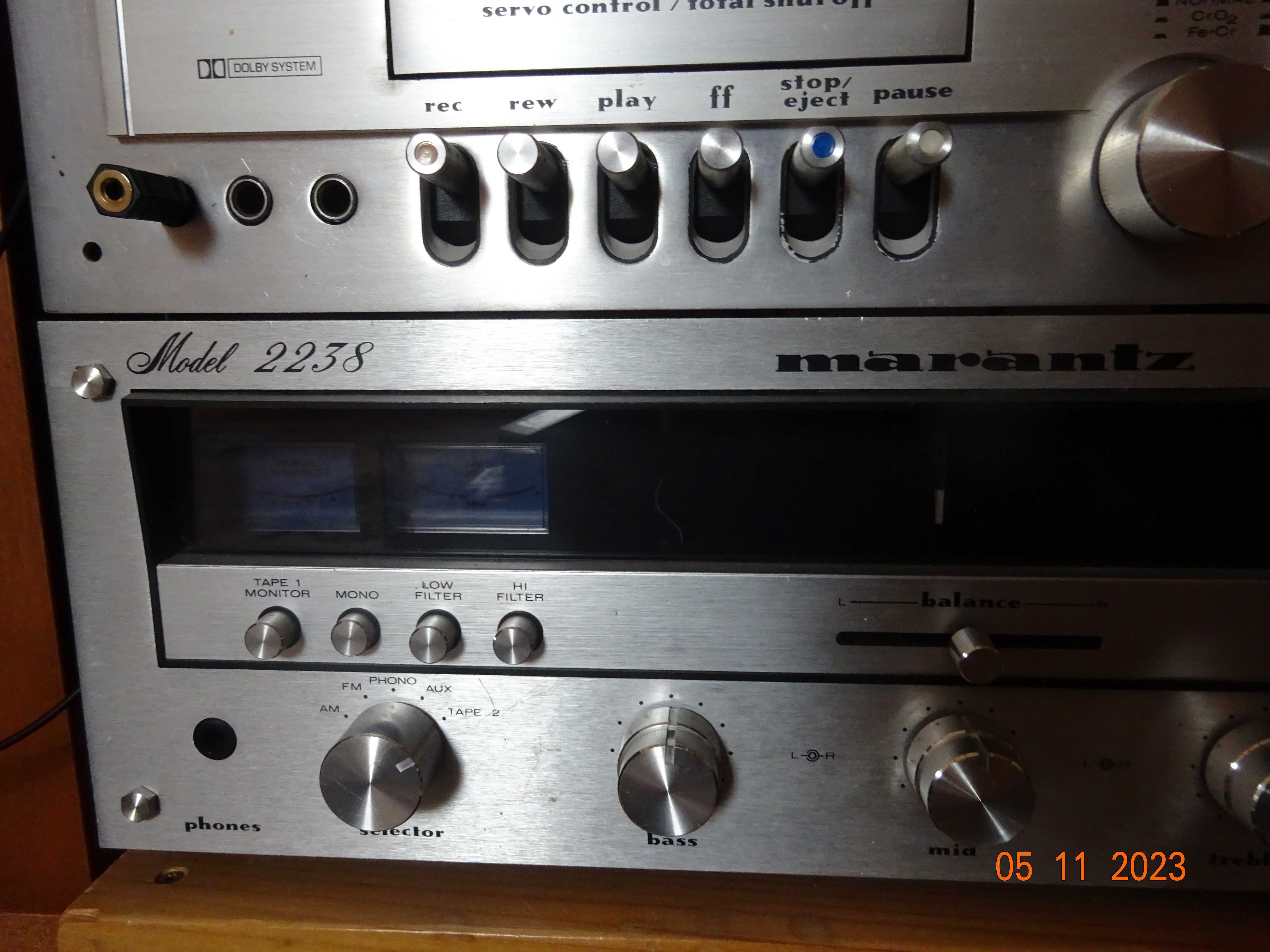 Amplituner Marantz 2238, lata 70, po wymianie kondensatorów