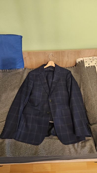 Granatowy garnitur w kratkę Zara