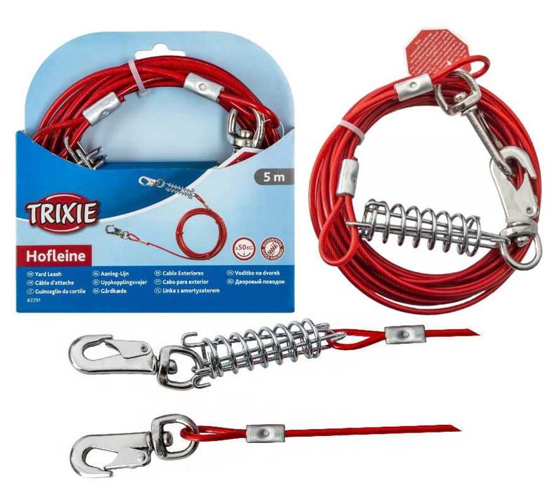 Linka Treningowa Wybiegowa Stalowa z Amortyzatorem Dla Psa do 50kg/5m