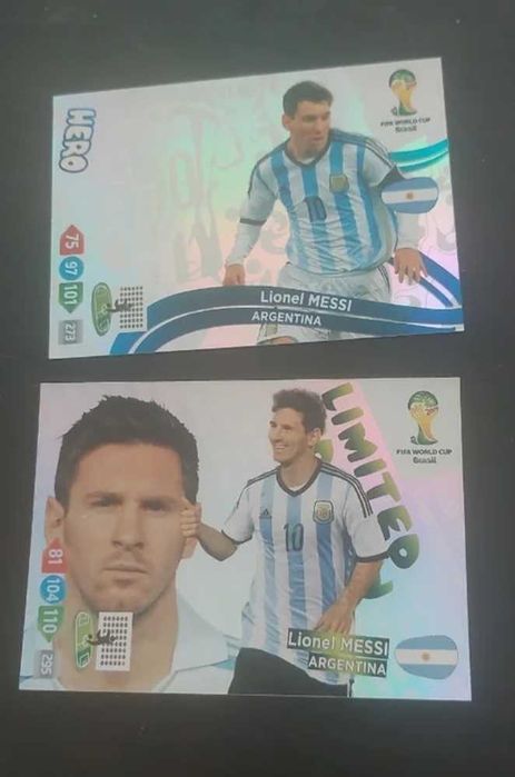 2 cromos brilhantes adrenalina Messi