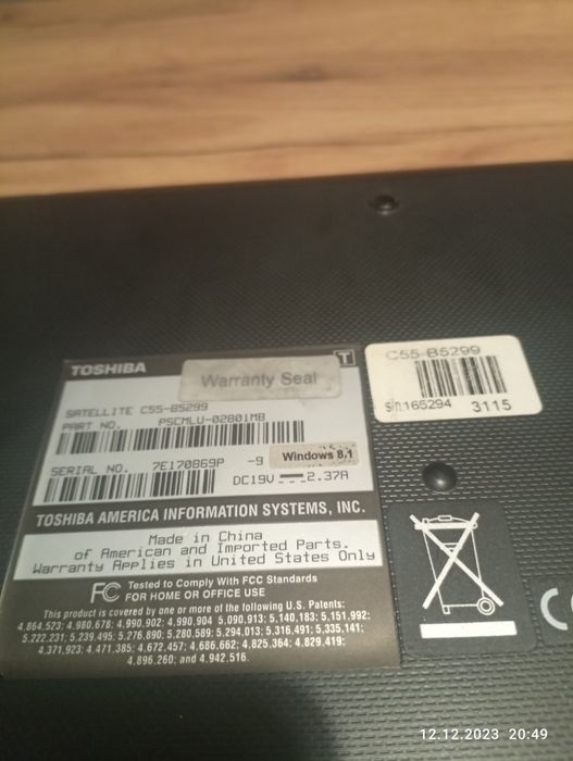 Laptop Toschiba C55-B5299 8GB RAM, DYSK 512 GB