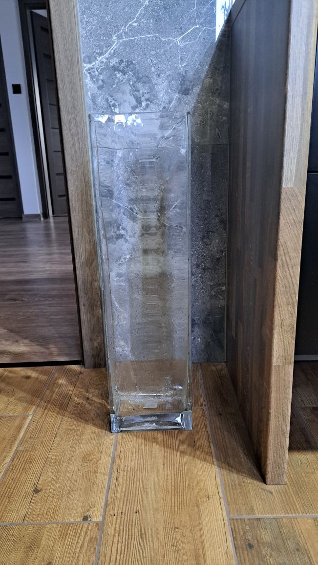 Wysoki duzy ciężki szklany wazon 64cm