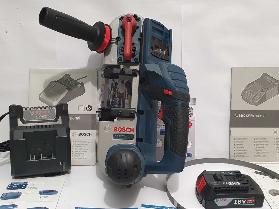 BOSCH GCB 18V-LI pila taśmowa akumulatorowa 18v 3ah lad. bahco x2