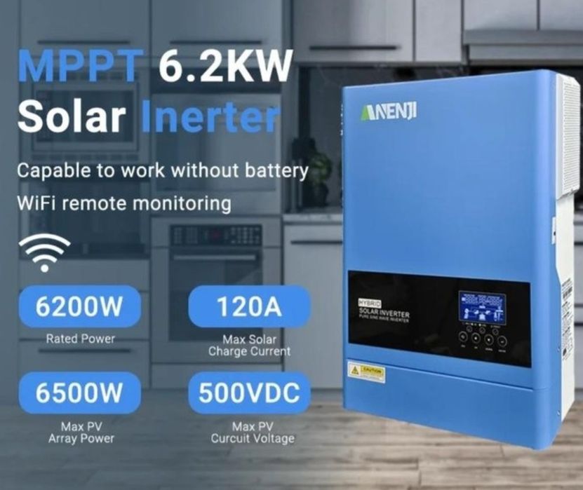 Інвертор гібридний ANENJI 6.2KW 48V 120A (ANJ-6200W-48V-WIFI)Інвертор