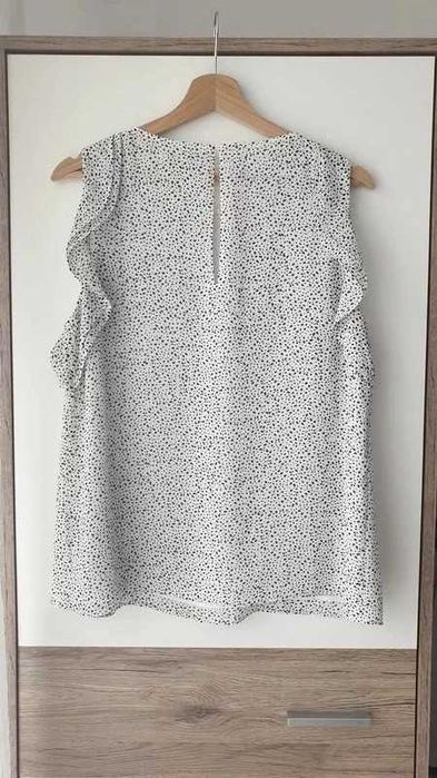 Bluzka z falbankami H&M 40 czarno biała groszki