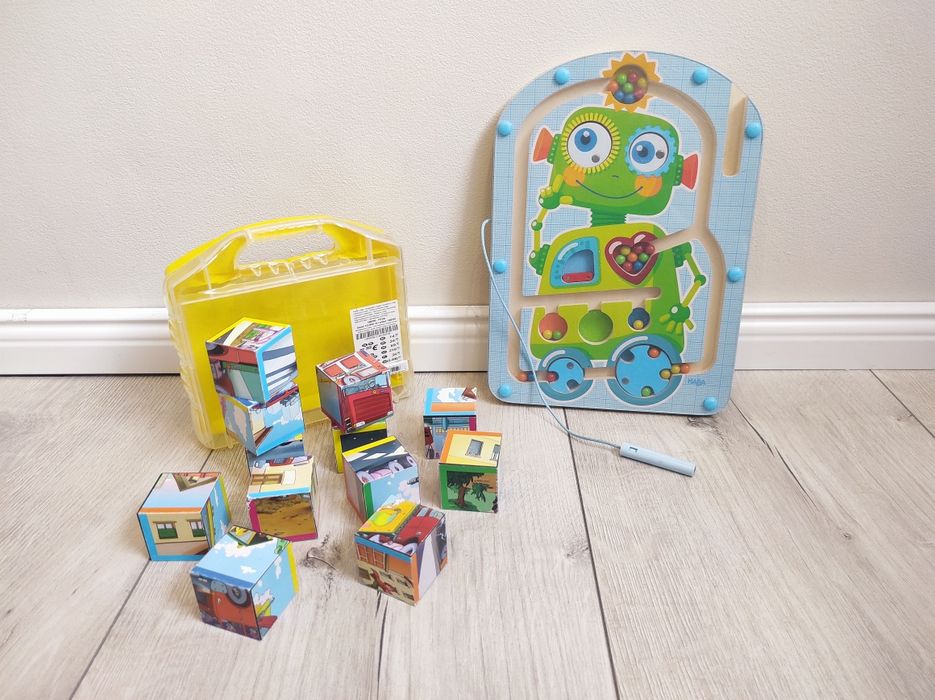 HABA gra labirynt magnetyczny robot + gratis puzzle - klocki Clementon