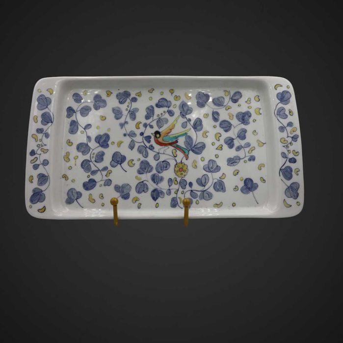 Taca porcelanowa ręcznie malowana biel kobalt 1988 r b5/072753