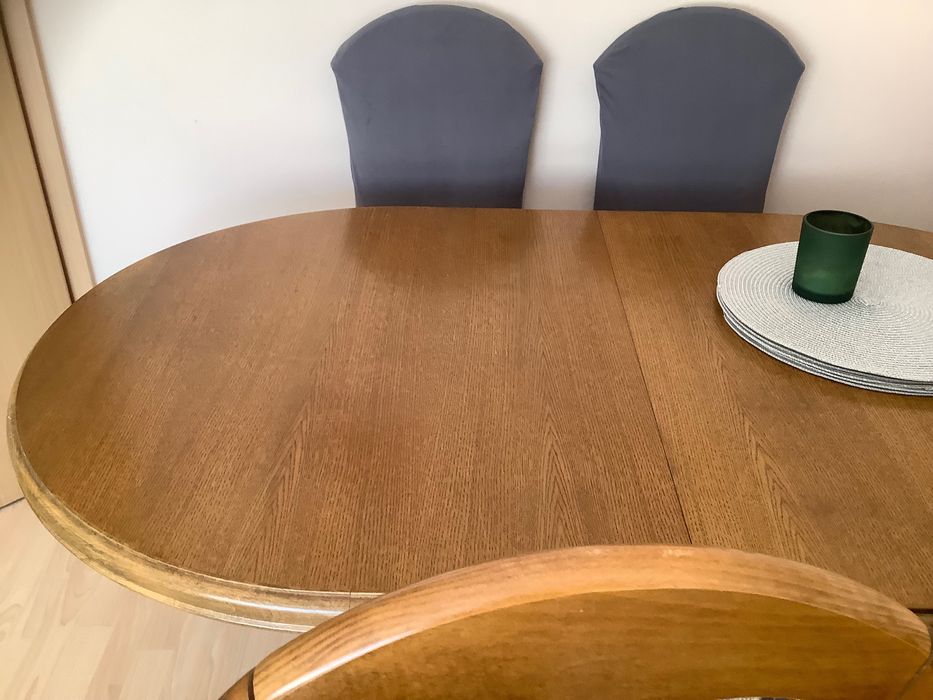 Stół+ 6 krzeseł (plus okrycia na krzeslła) + Gratis fotel Ikea