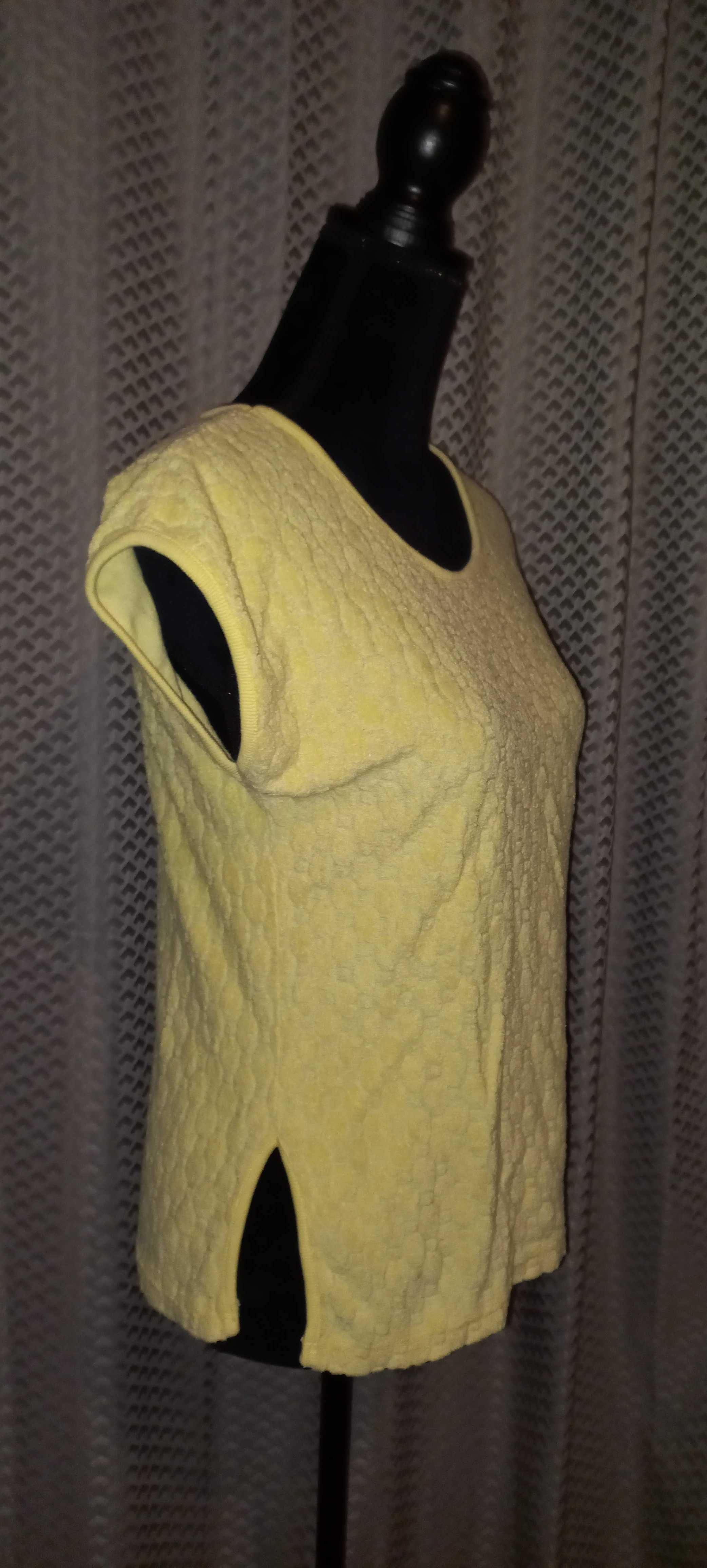 Cytrynowa żółta bluzka koszulka top bez rękawów frotte Vintage 40